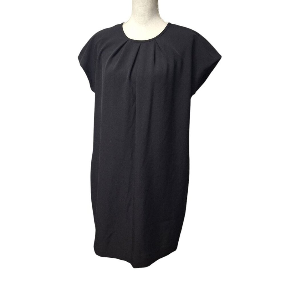 Vince Camuto Black Dress Short Sleeve Pleated Top‎ Slip Womens 8